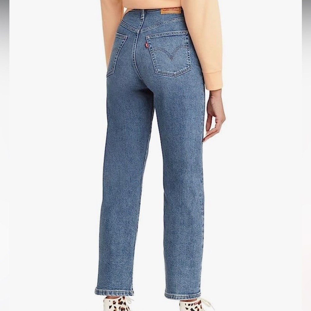 levi’s ribcage straight ankle jeans light indigo wash